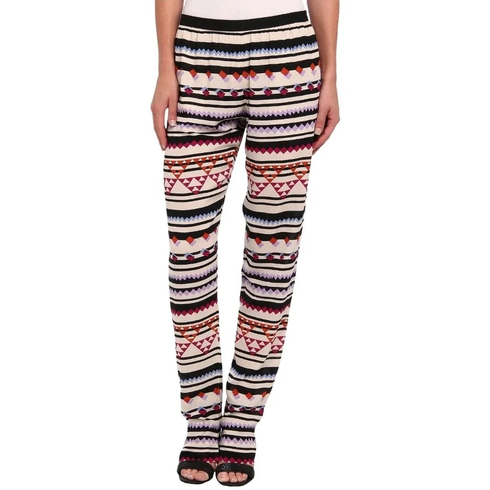 Bcbgmaxazria Aztec Southwestern‎ Print Pants Casual Lightweight Vaca Resort S